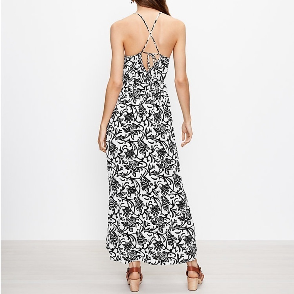 LOFT Vine Tie Back Strappy Maxi Dress Dize M - Picture 3 of 5